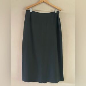 Eileen Fisher Women's Black Wool Blend A-line Midi Long Skirt Side Zip Sz. LARGE